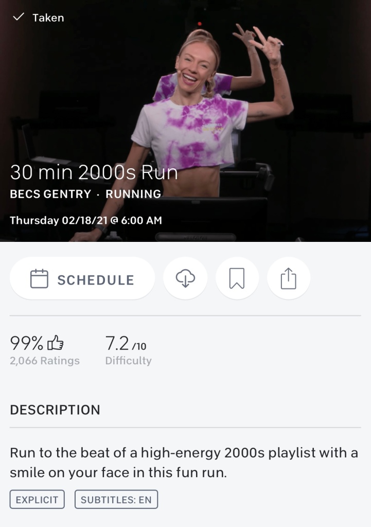 One Peloton 30 minute 2000s run with Becs Gentry